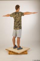 Whole body army tshirt light gray shorts modeling t pose of Timothy 0007